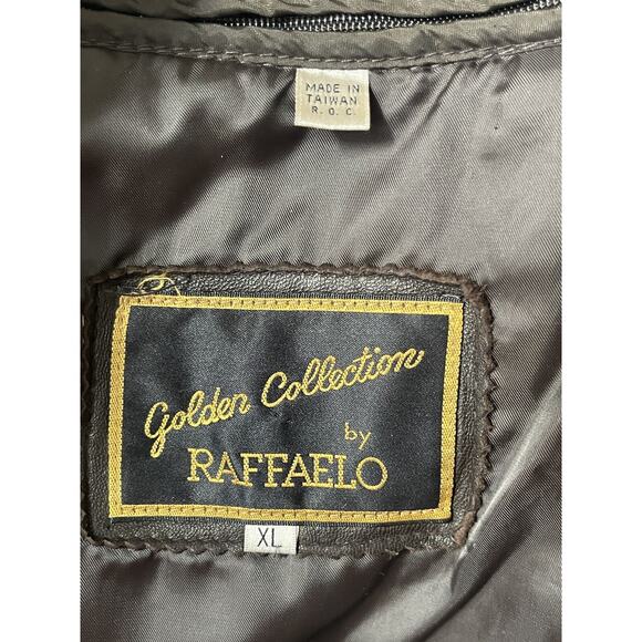 Vtg Jacket Golden Collection By Rafaello Y2K Mens 80s Leather XL Brown Bomber - Picture 5 of 15